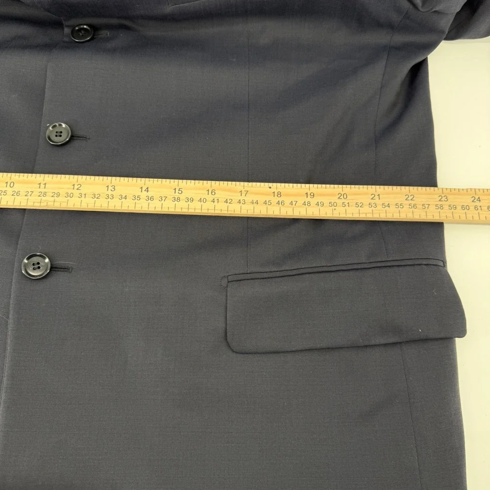 Pal Zileri Blazer Mens 56 XL Navy Blue Solid Virgin Wool 3-Button Sport Coat
